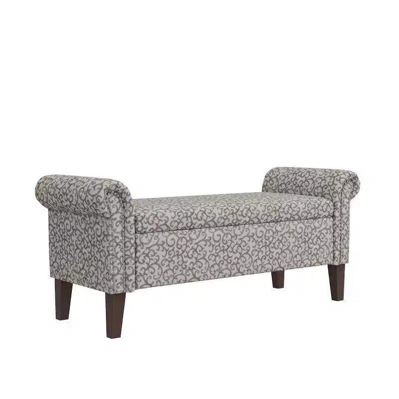 Rolled Arm Storage Ottoman Bench