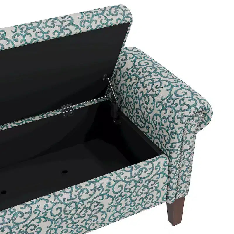 Rolled Arm Storage Ottoman Bench