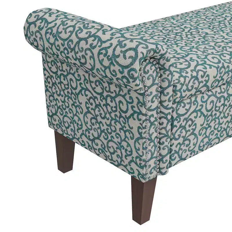 Rolled Arm Storage Ottoman Bench
