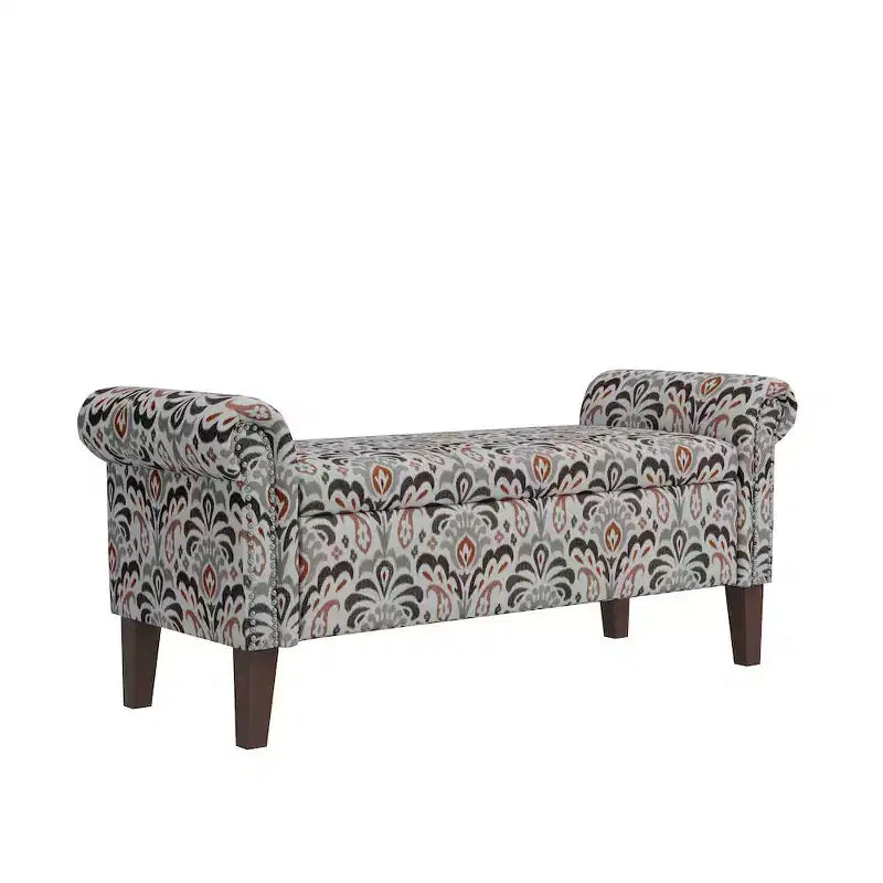 Rolled Arm Storage Ottoman Bench