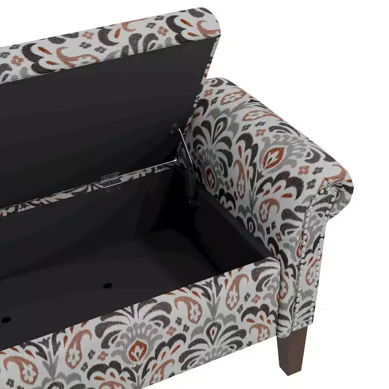 Rolled Arm Storage Ottoman Bench