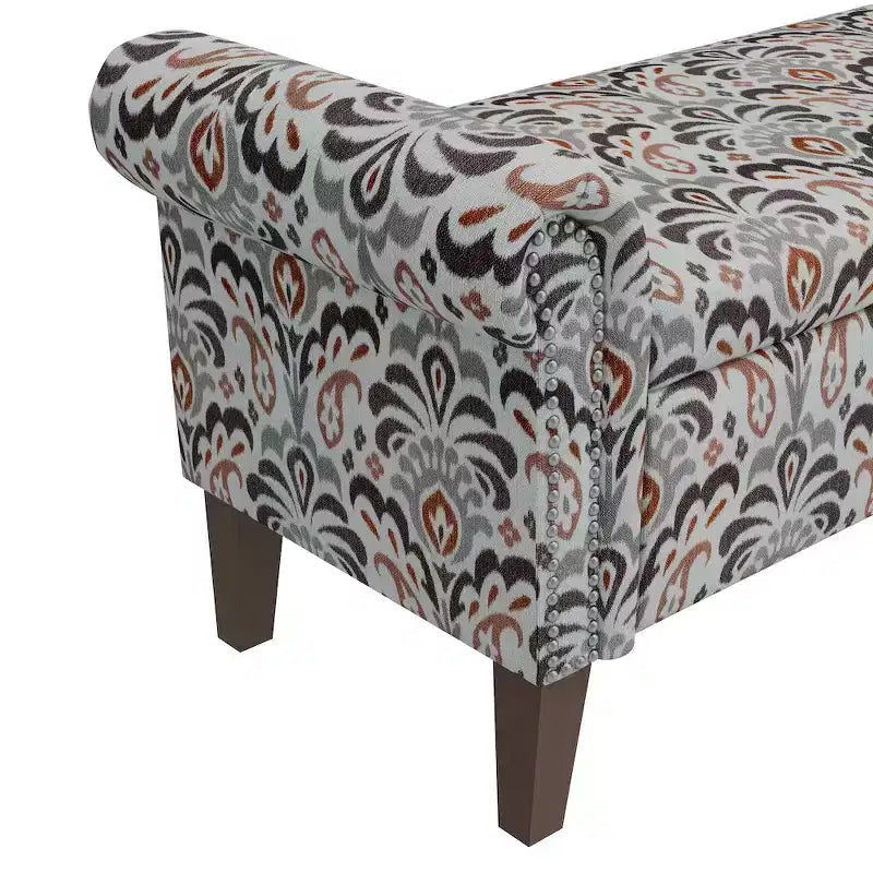 Rolled Arm Storage Ottoman Bench