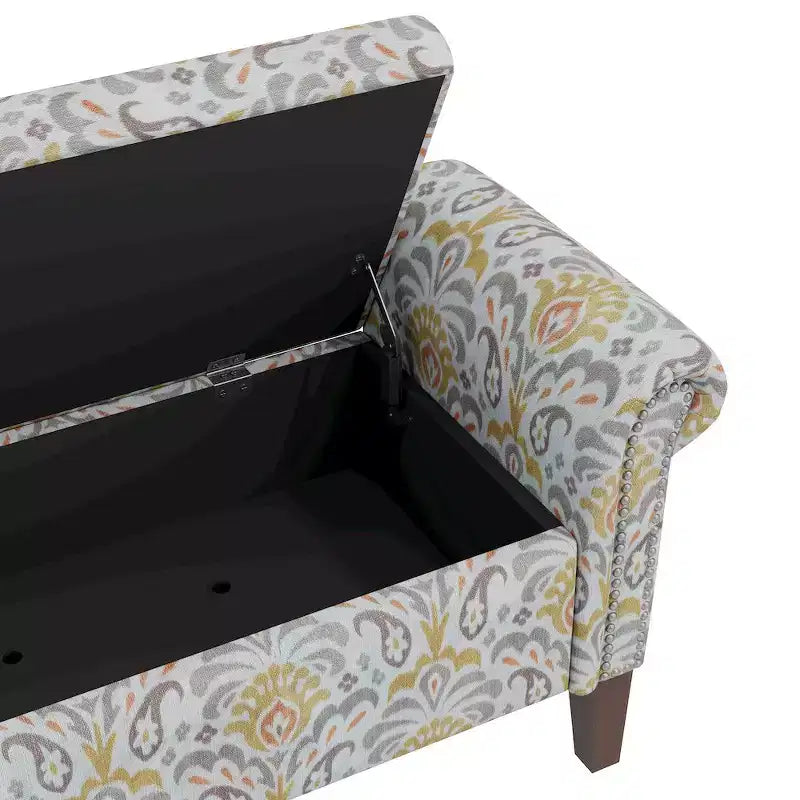 Rolled Arm Storage Ottoman Bench