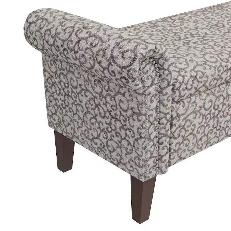 Rolled Arm Storage Ottoman Bench
