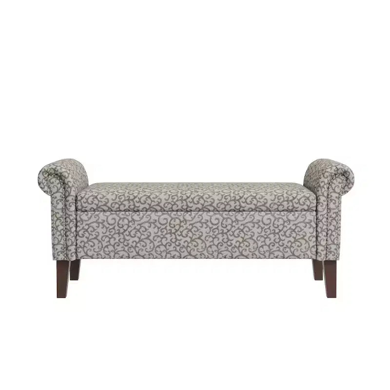 Rolled Arm Storage Ottoman Bench