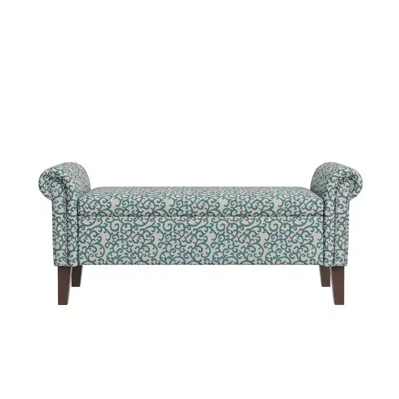 Rolled Arm Storage Ottoman Bench