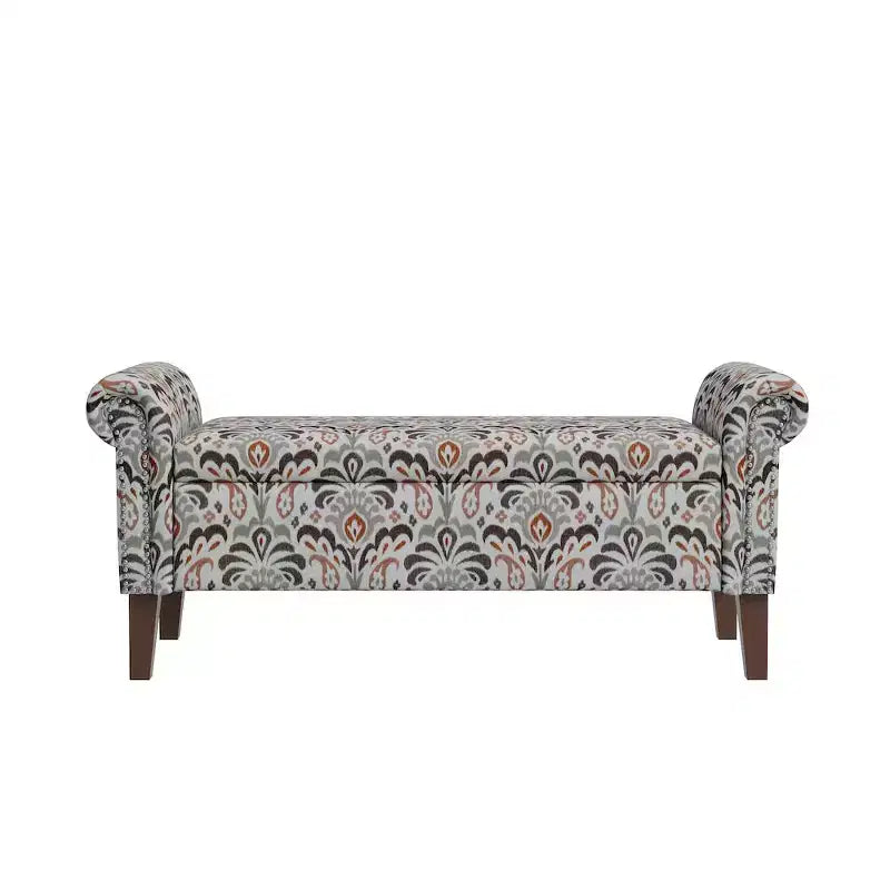 Rolled Arm Storage Ottoman Bench