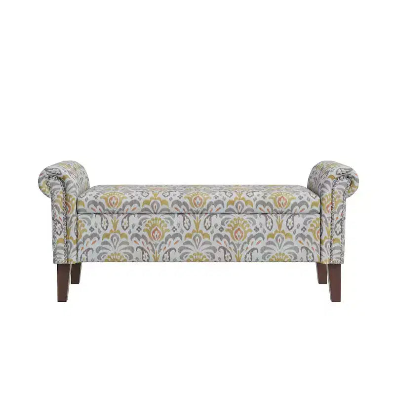 Rolled Arm Storage Ottoman Bench