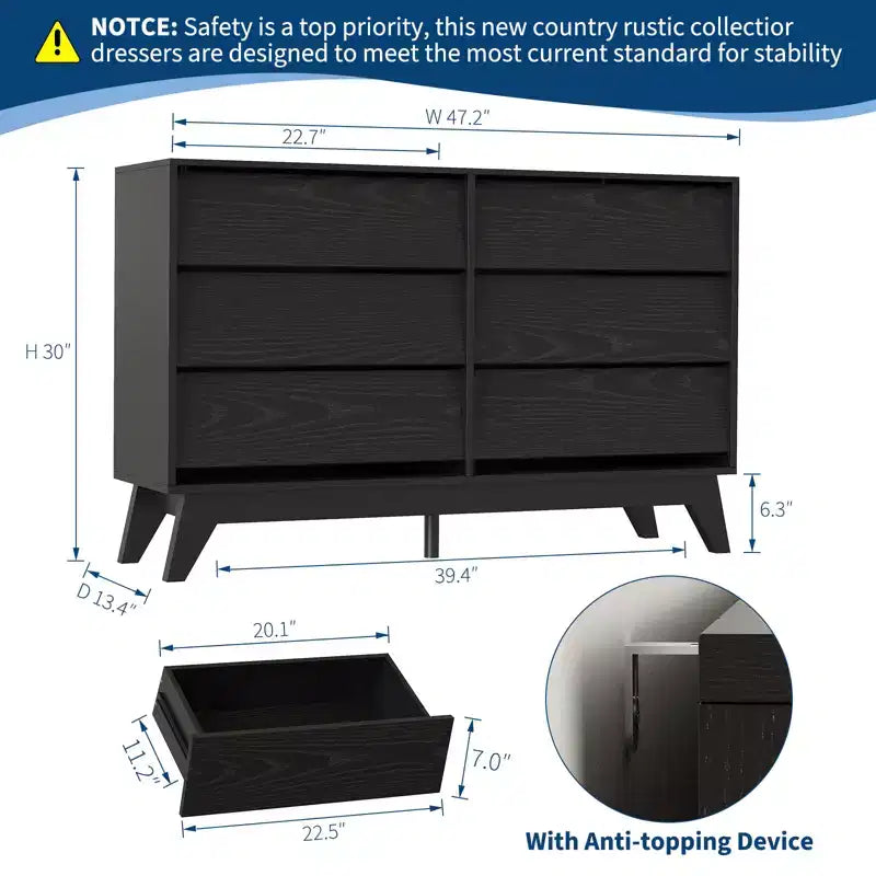 6-Drawer Slant Storage Cabinet