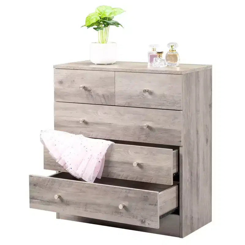 5-Drawer Grey Chest of Drawers, 25.98 in. W