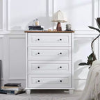 MAYEERTY Modern Storage Cabinet with 4 Drawers Tall Wood for Living Room Hallway Ivory White