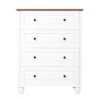 Mobiletto moderno con 4 cassetti – Alto design in legno per soggiorno o corridoio, Bianco avorio