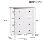 Mobiletto moderno con 4 cassetti – Alto design in legno per soggiorno o corridoio, Bianco avorio