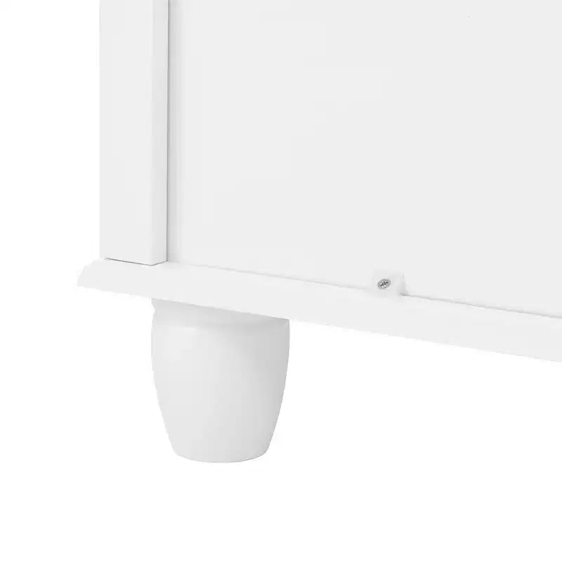 Modern Storage Cabinet with 4 Drawers – Tall Wood Design for Living Room or Hallway, Ivory White