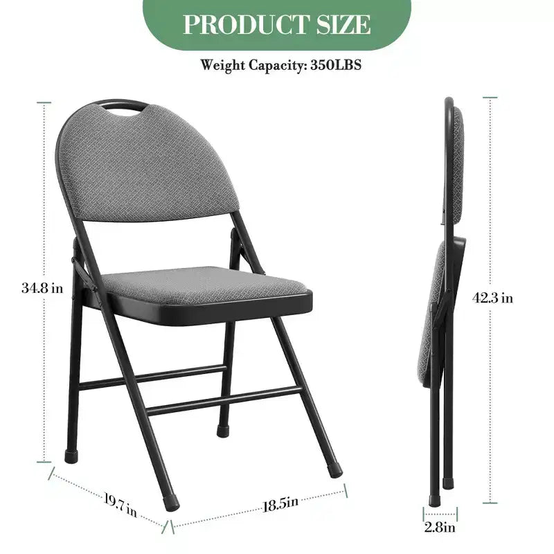 4 Pack Folding Chairs with Padded Seat