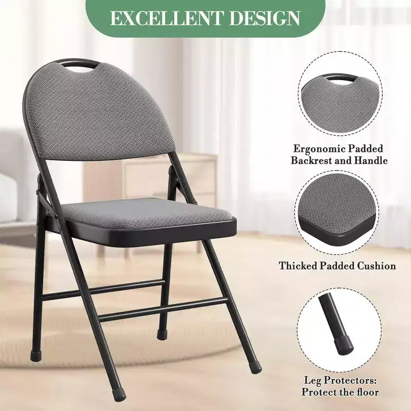 4 Pack Folding Chairs with Padded Seat