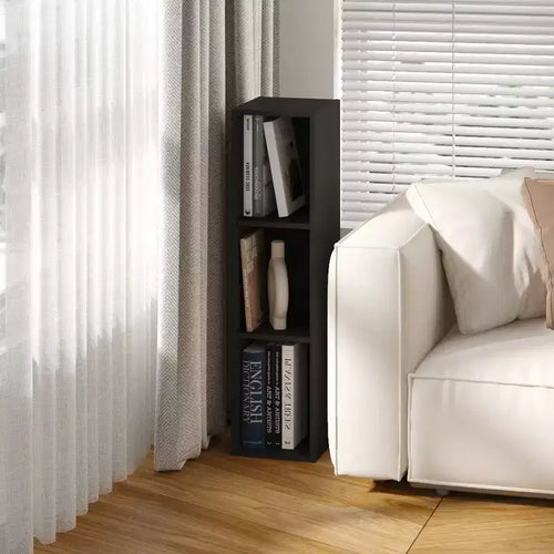 3-Tier Narrow Bookcase with Adjustable Shelf