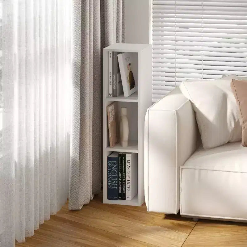 3-Tier Narrow Bookcase with Adjustable Shelf