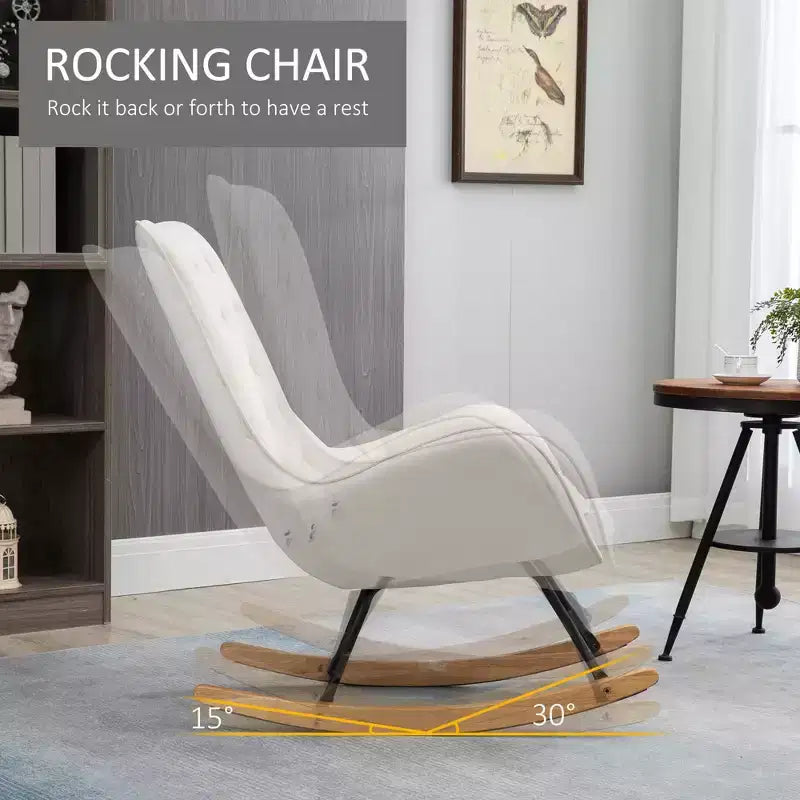 Tufted Wingback Rocking Chair with Padded Seat and Armrests