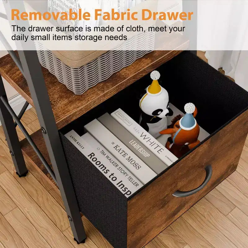 5-Tier Ladder Bookshelf with Drawer and Storage