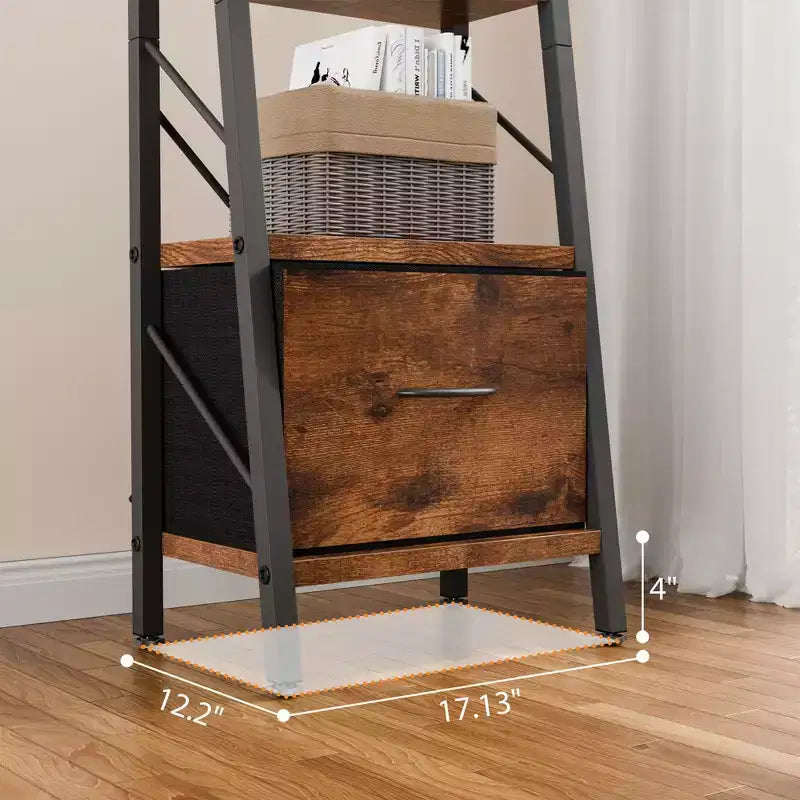 5-Tier Ladder Bookshelf with Drawer and Storage