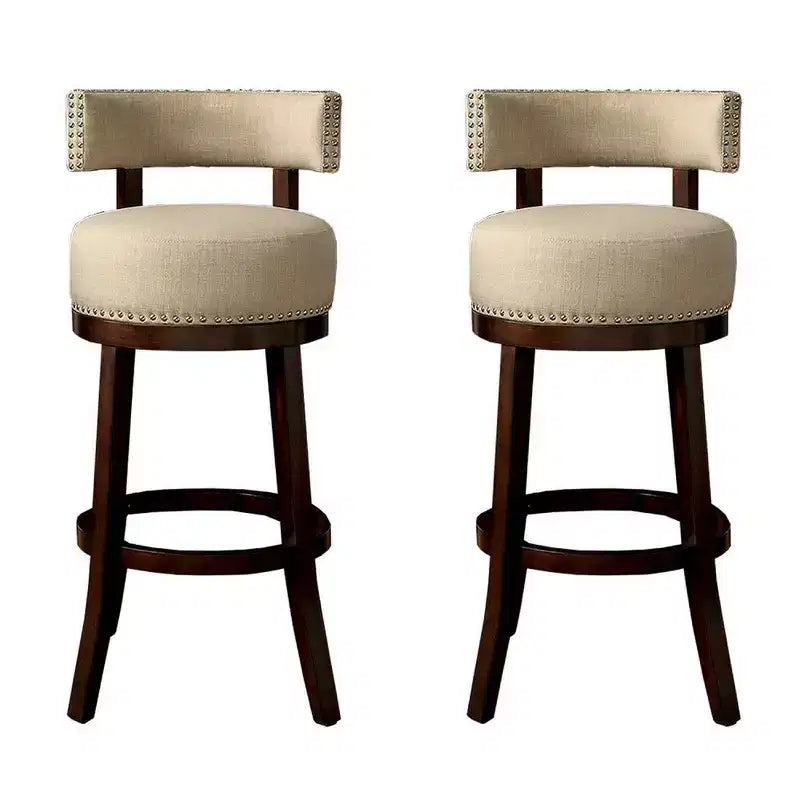 Royal Hampton Contemporary 24Barstool With linen Cushion, Beige Finish, Set of 2