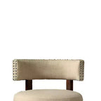 Sgabello da bar rotondo imbottito con struttura in legno, beige, set da 2