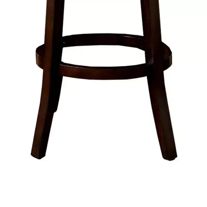 Round Upholstered Bar Stool with Wood Frame, Beige, Set of 2