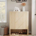 Fluted Shoe Storage Cabinet for Entryway, 44.5 Tall, 5-Tier Shoe Organizer with Adjustable Shelves and Open Shelf, Modern Freestanding Shoe Cabinet