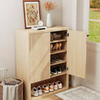 Scarpiera a 5 ripiani con ante scanalate, alta 113 cm, con 2 ante e ripiani regolabili per l'ingresso