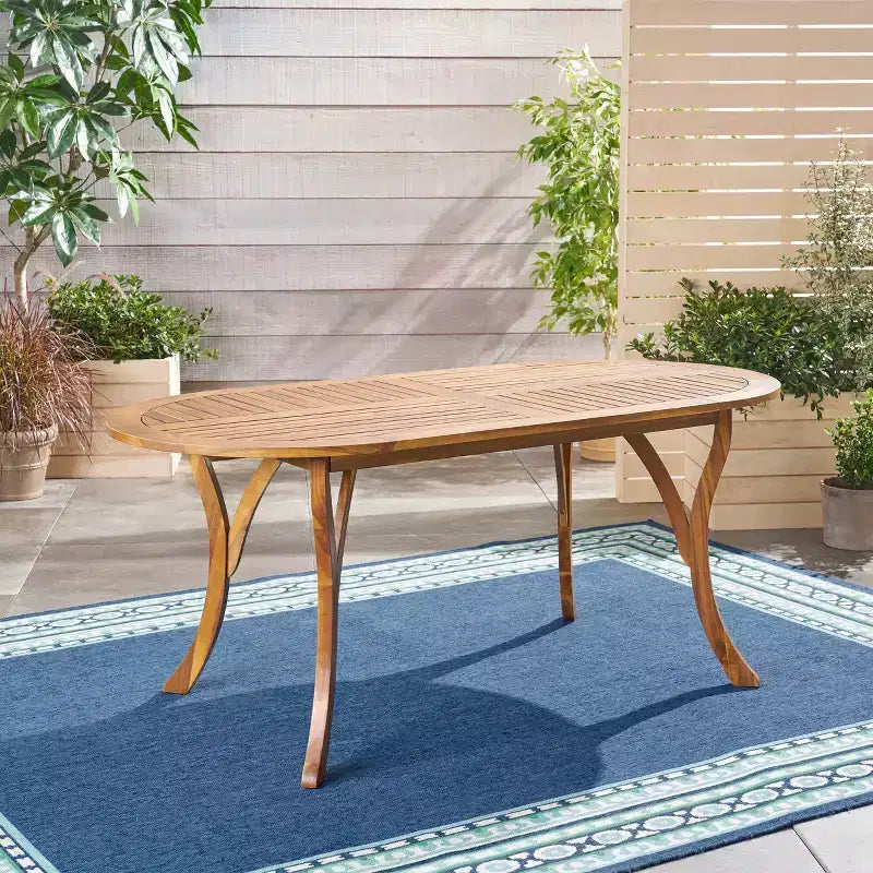 70-Inch Oval Wood Dining Table for Indoor and Outdoor Use, Seats up to 6