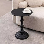 Tavolino Rotondo in Metallo con Base Stile Vintage