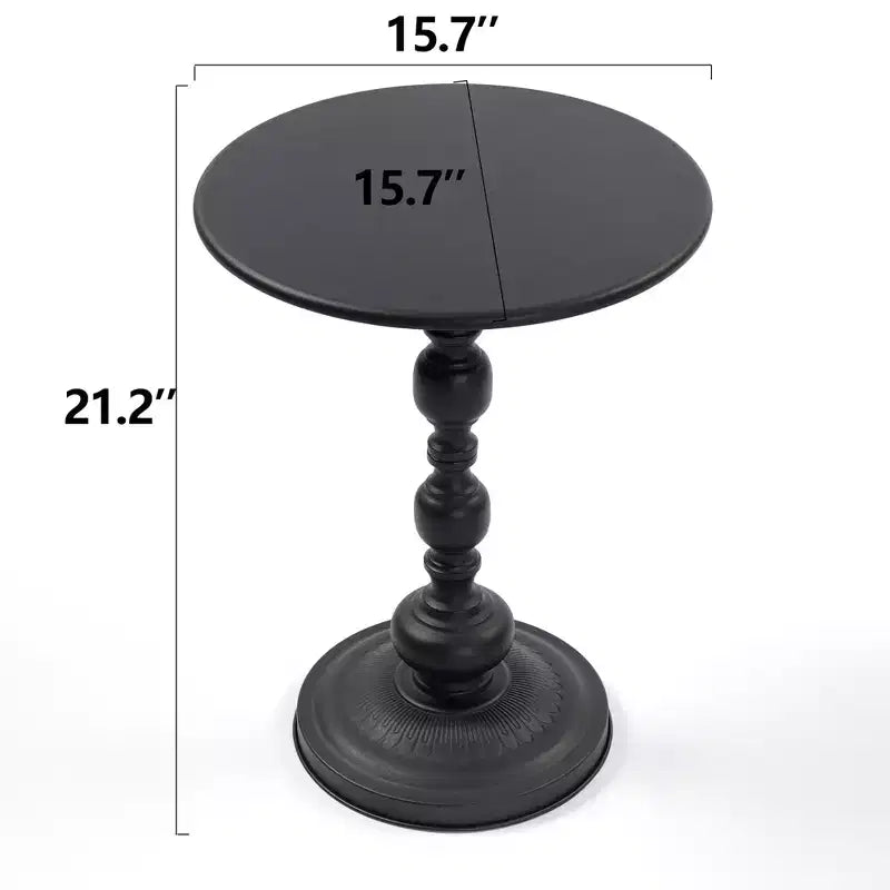 Round Metal Side Table with Vintage-Style Base