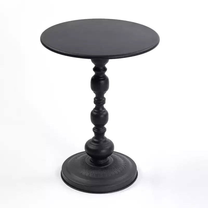 Round Metal Side Table with Vintage-Style Base