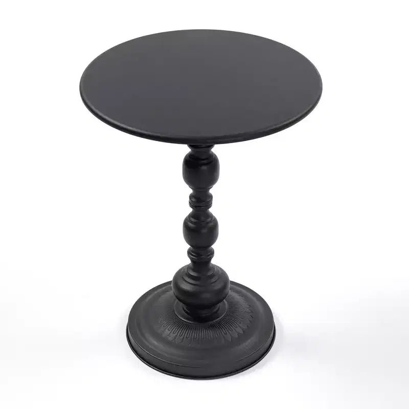 Round Metal Side Table with Vintage-Style Base