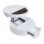 Tavolino rotondo con top sollevabile da 75 cm con contenitore e cassetto
