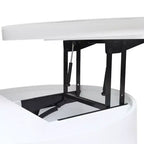 Tavolino rotondo con top sollevabile da 75 cm con contenitore e cassetto