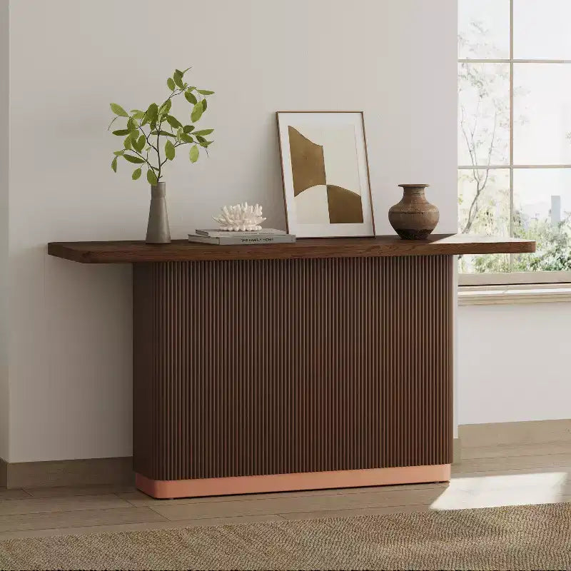 Modern Console Table with Fluted Base