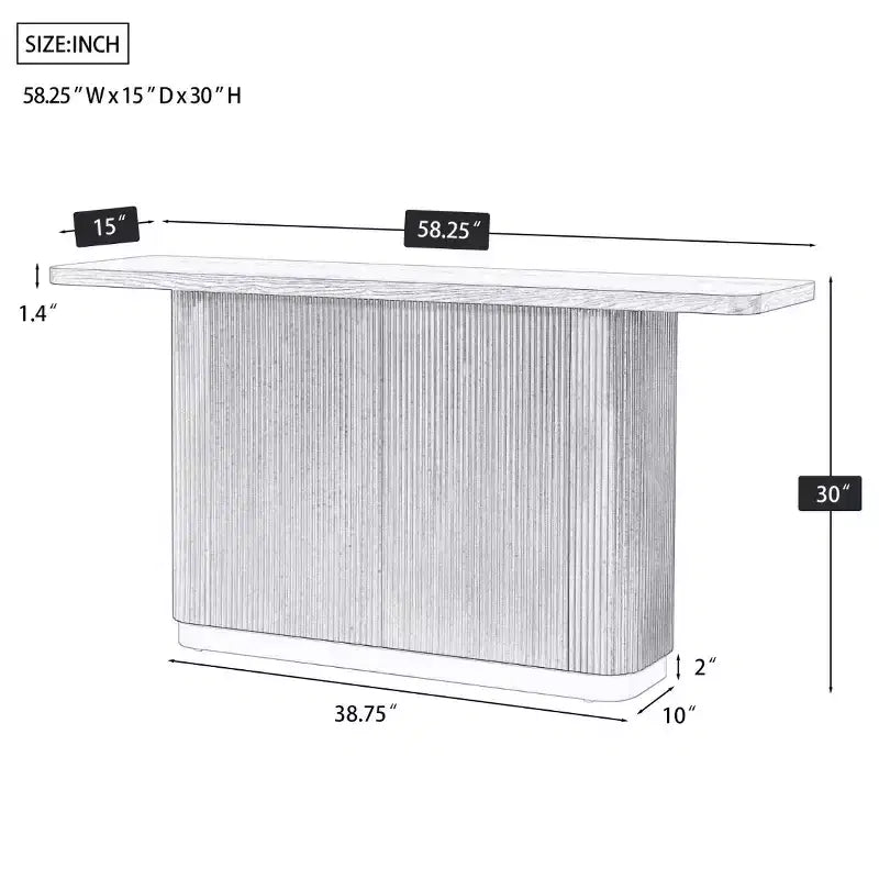 Modern Console Table with Fluted Base