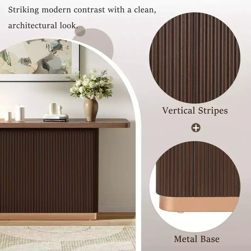 Modern Console Table with Fluted Base