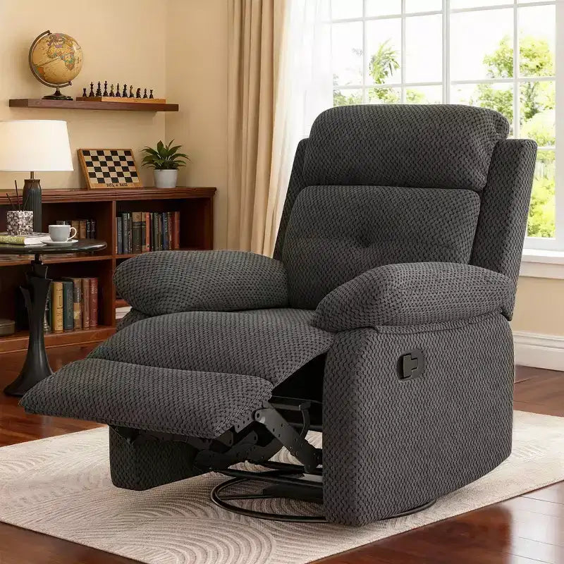 Gray Small Swivel Rocker Recliner for Small Spaces