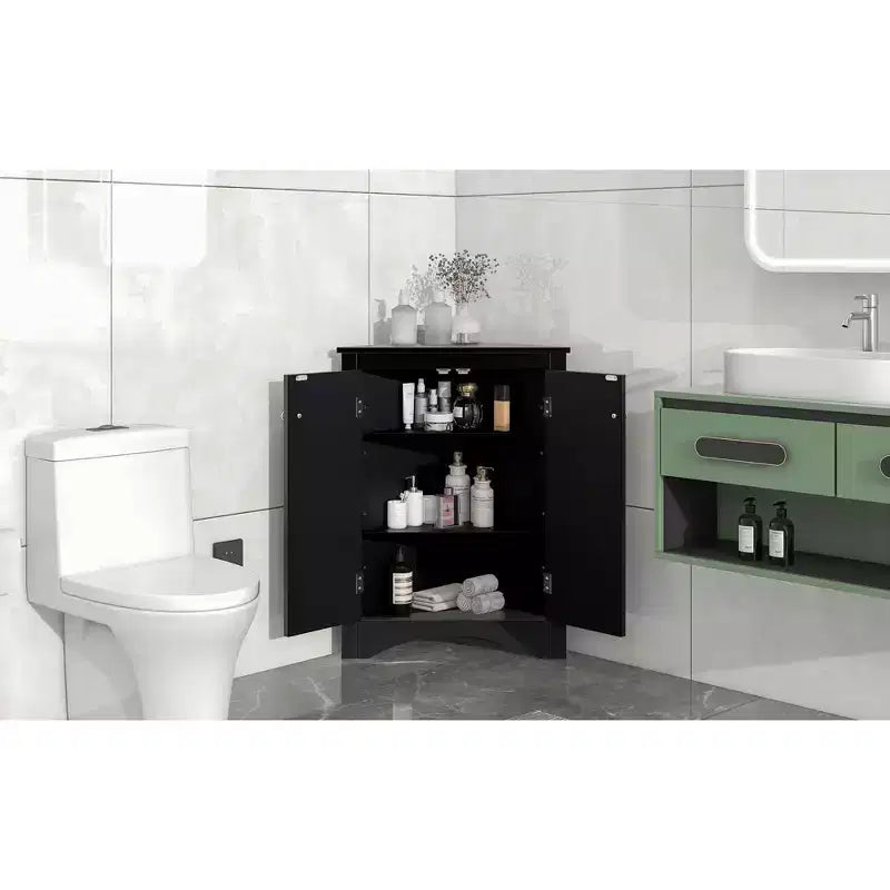 Triangle Corner Bathroom Cabinet with Adjustable Shelves