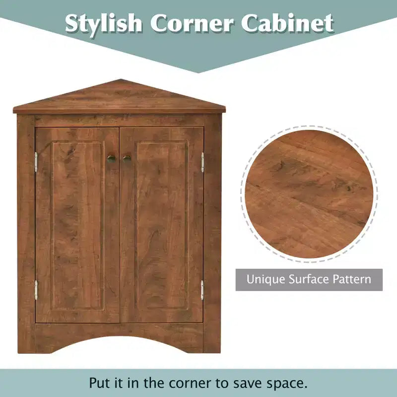 Triangle Corner Bathroom Cabinet with Adjustable Shelves