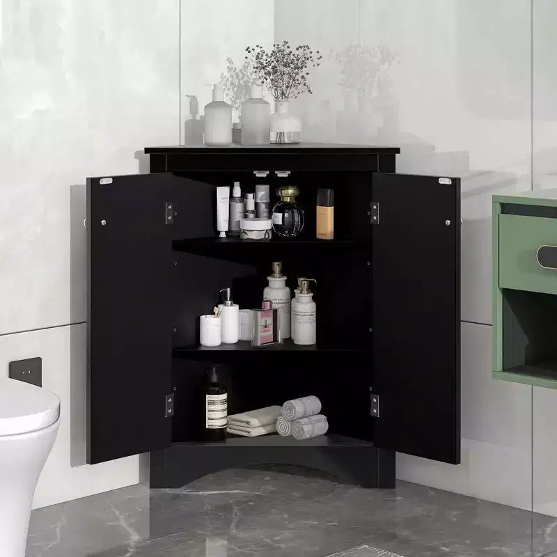 Triangle Corner Bathroom Cabinet with Adjustable Shelves