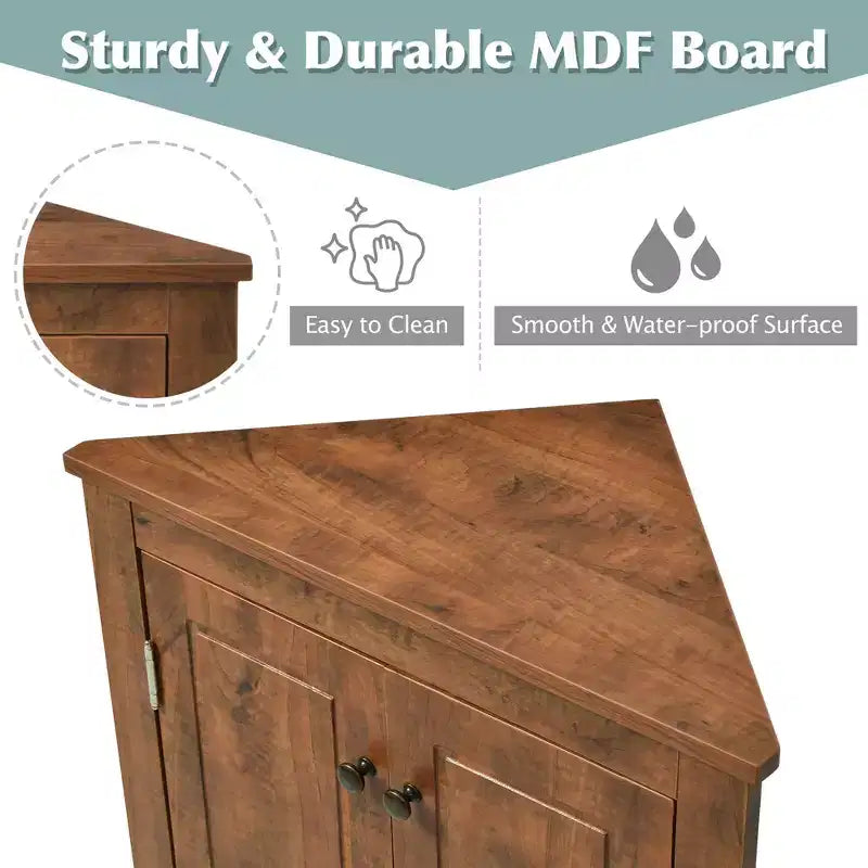 Triangle Corner Bathroom Cabinet with Adjustable Shelves