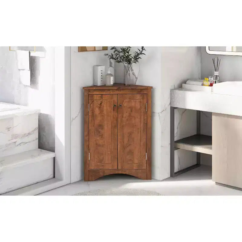 Triangle Corner Bathroom Cabinet with Adjustable Shelves