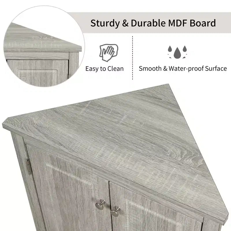 Triangle Corner Bathroom Cabinet with Adjustable Shelves