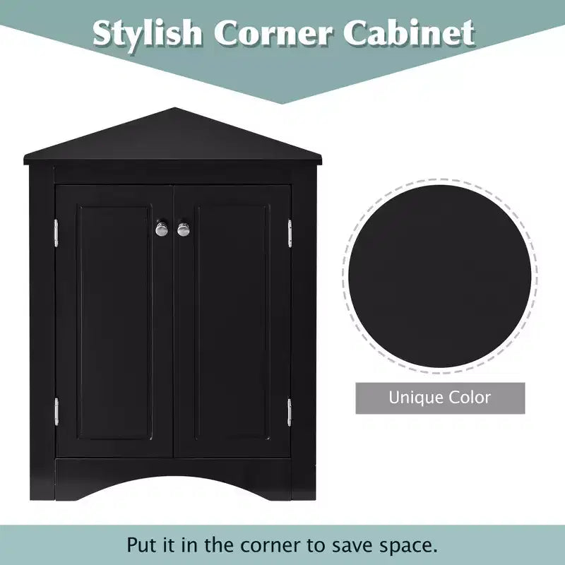 Triangle Corner Bathroom Cabinet with Adjustable Shelves