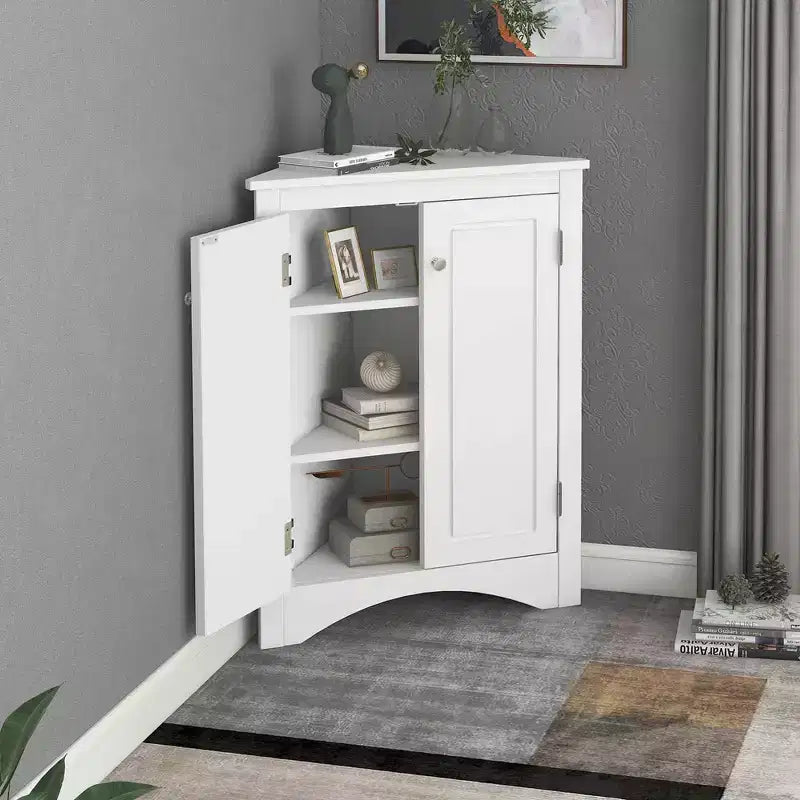 Triangle Corner Bathroom Cabinet with Adjustable Shelves