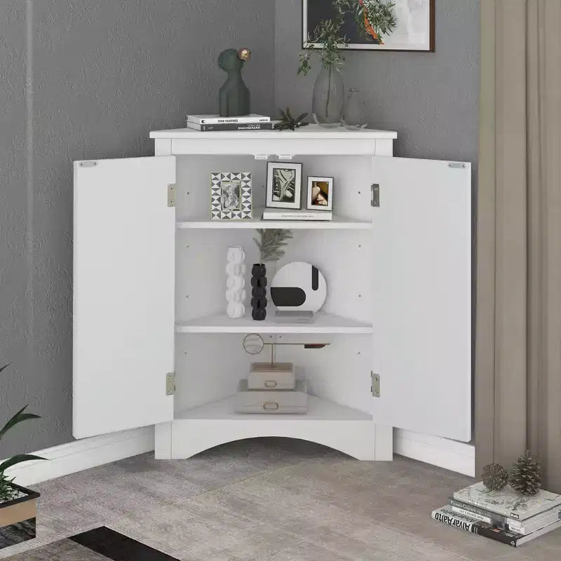 Triangle Corner Bathroom Cabinet with Adjustable Shelves